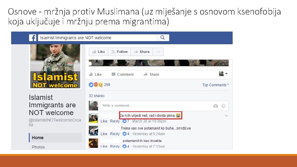 Osnove - mržnja protiv Muslimana (uz miješanje s osnovom ksenofobija koja uključuje i mržnju