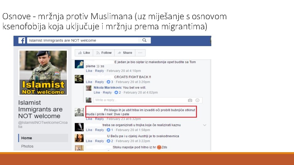 Osnove - mržnja protiv Muslimana (uz miješanje s osnovom ksenofobija koja uključuje i mržnju