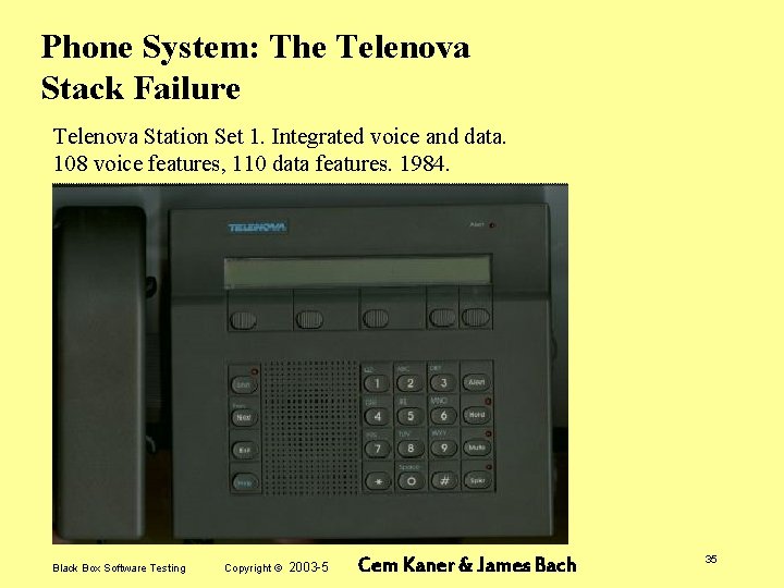 Phone System: The Telenova Stack Failure Telenova Station Set 1. Integrated voice and data.