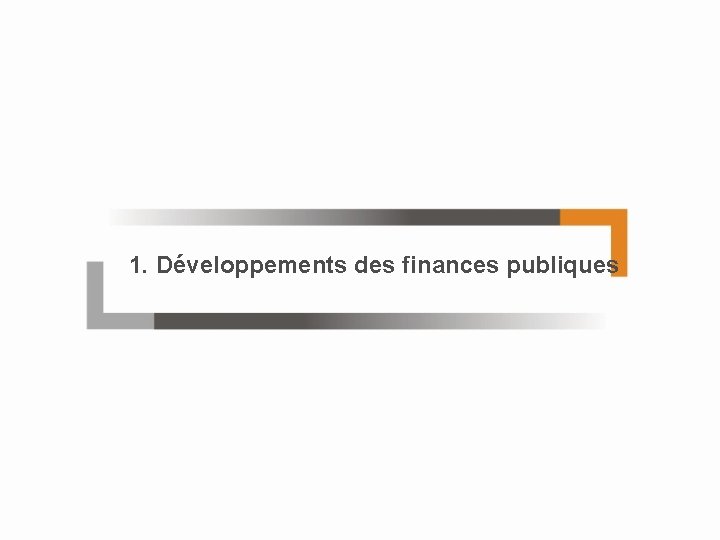 1. Développements des finances publiques 