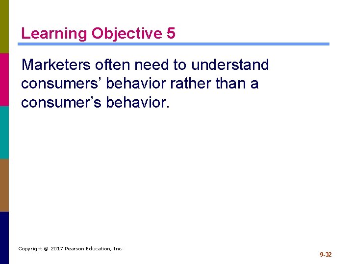 Learning Objective 5 Marketers often need to understand consumers’ behavior rather than a consumer’s