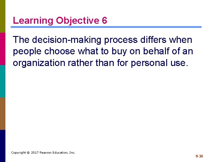 Learning Objective 6 The decision-making process differs when people choose what to buy on