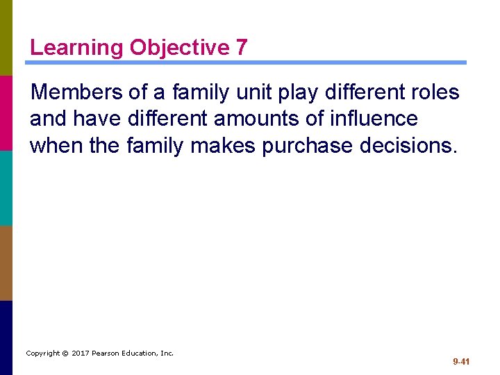 Learning Objective 7 Members of a family unit play different roles and have different