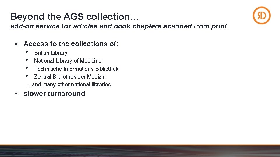 Beyond the AGS collection… add-on service for articles and book chapters scanned from print