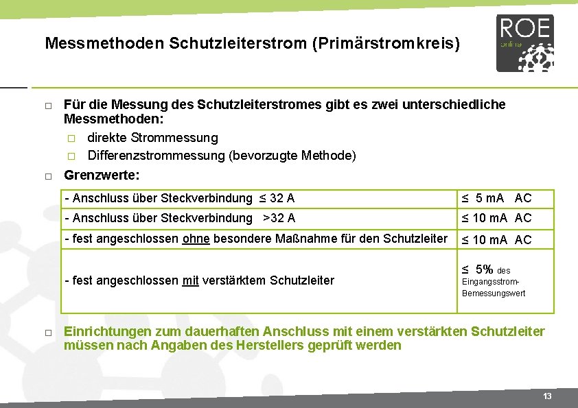 Messmethoden Schutzleiterstrom (Primärstromkreis) Für die Messung des Schutzleiterstromes gibt es zwei unterschiedliche Messmethoden: �