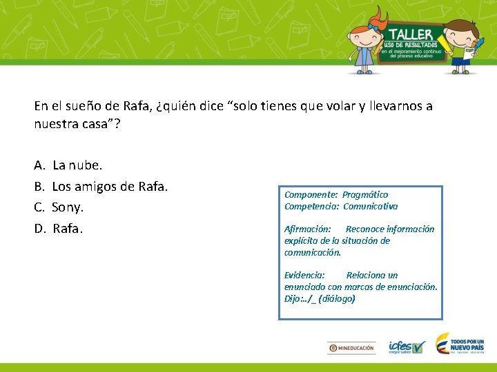 En el sueño de Rafa, ¿quién dice “solo tienes que volar y llevarnos a