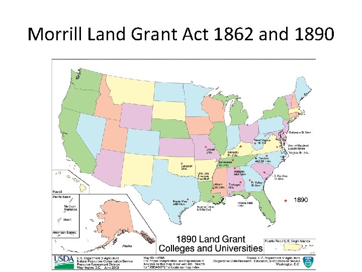 Morrill Land Grant Act 1862 and 1890 