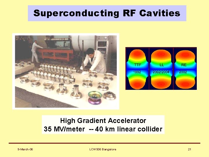 Superconducting RF Cavities High Gradient Accelerator 35 MV/meter -- 40 km linear collider 9