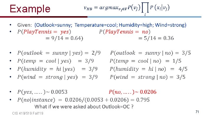 Example CIS 419/519 Fall’ 19 71 