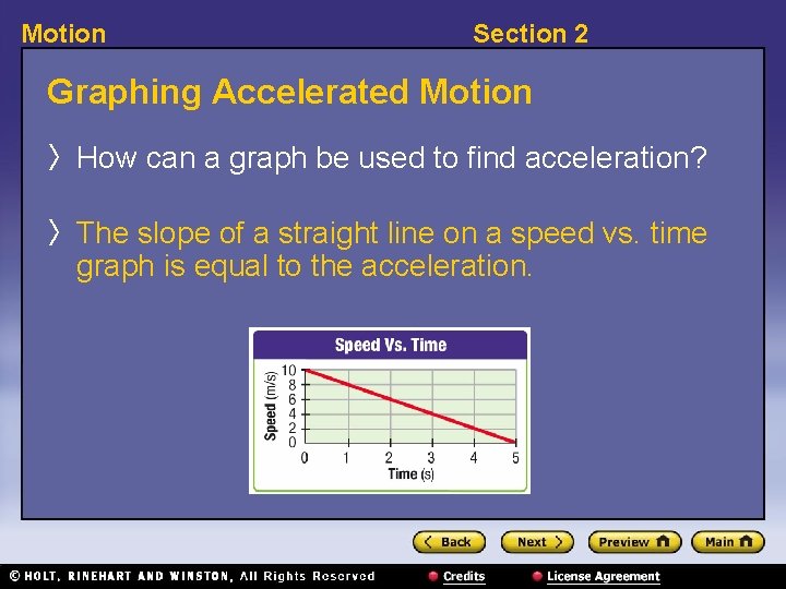 Motion Section 2 Graphing Accelerated Motion 〉 How can a graph be used to
