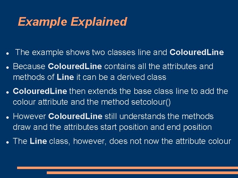 Example Explained The example shows two classes line and Coloured. Line Because Coloured. Line Example Explained The example shows two classes line and Coloured. Line Because Coloured. Line