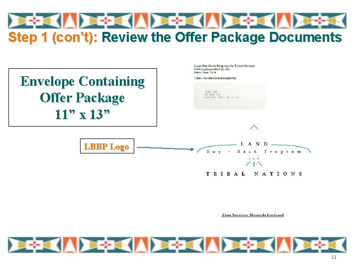 Step 1 (con’t): Review the Offer Package Documents Envelope Containing Offer Package 11” x