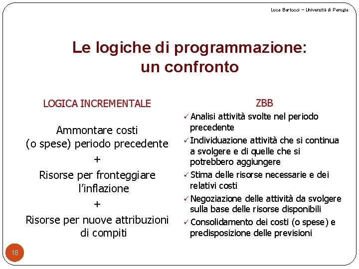 Luca Bartocci – Università di Perugia Le logiche di programmazione: un confronto ZBB LOGICA