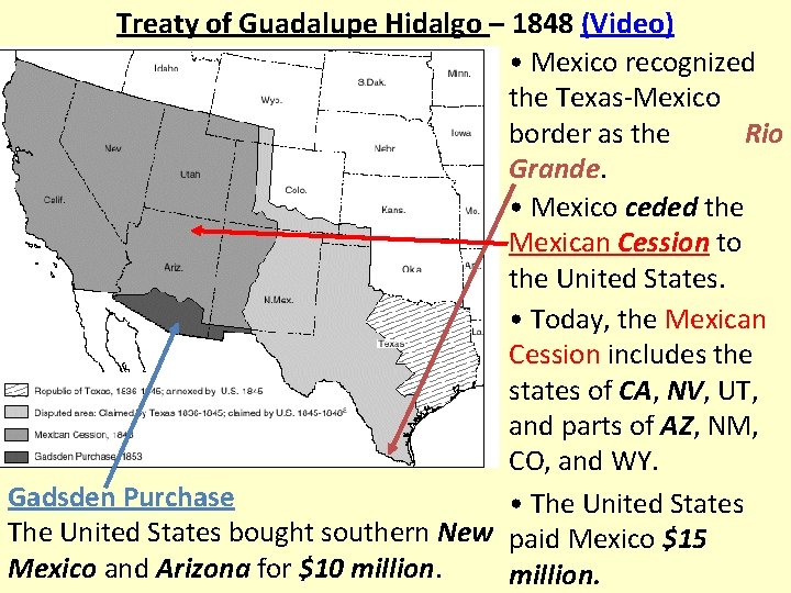 Treaty of Guadalupe Hidalgo – 1848 (Video) • Mexico recognized the Texas-Mexico border as