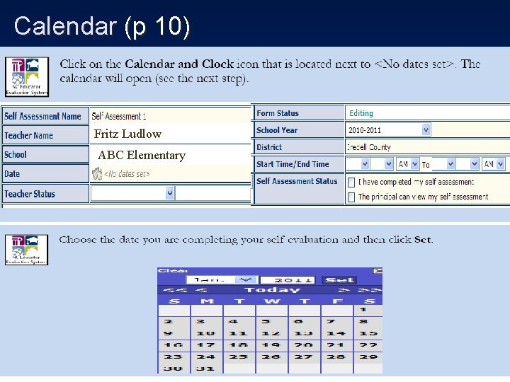 Calendar (p 10) Fritz Ludlow ABC Elementary 