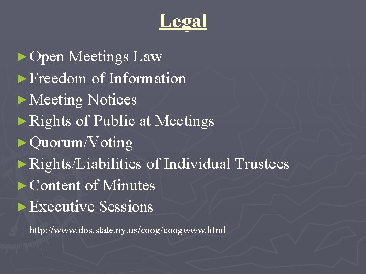 Legal ► Open Meetings Law ► Freedom of Information ► Meeting Notices ► Rights