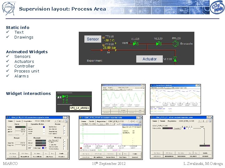 Supervision layout: Process Area Static info ü Text ü Drawings Sensor Animated Widgets ü