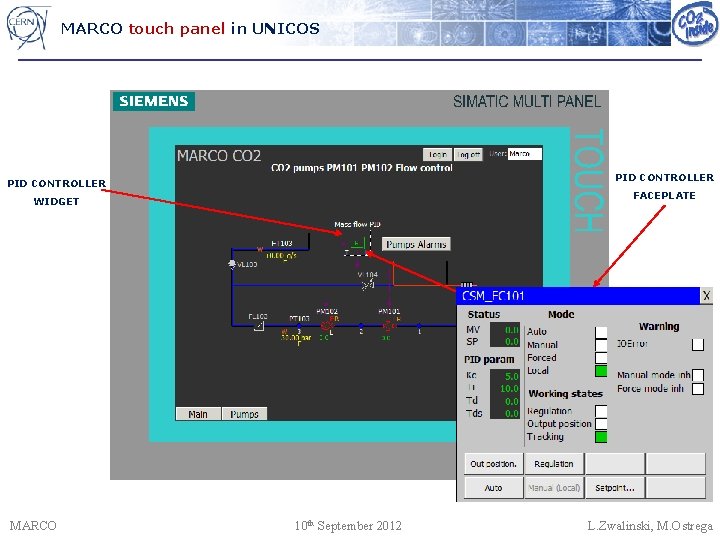 MARCO touch panel in UNICOS PID CONTROLLER FACEPLATE WIDGET MARCO 10 th September 2012