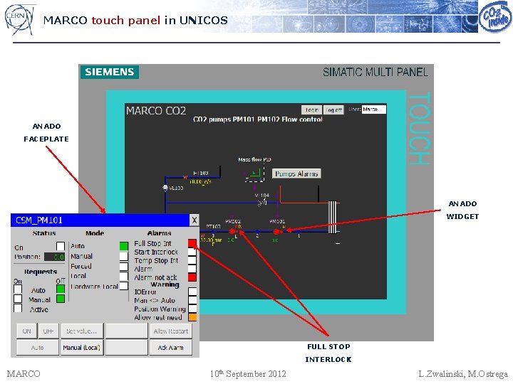 MARCO touch panel in UNICOS ANADO FACEPLATE ANADO WIDGET FULL STOP INTERLOCK MARCO 10