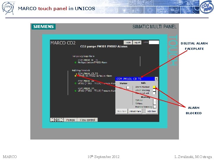 MARCO touch panel in UNICOS DIGITAL ALARM FACEPLATE ALARM BLOCKED MARCO 10 th September