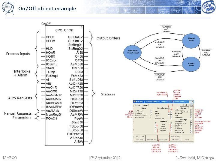 On/Off object example MARCO 10 th September 2012 L. Zwalinski, M. Ostrega 