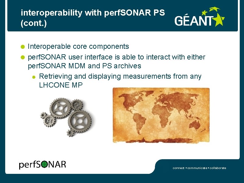 interoperability with perf. SONAR PS (cont. ) Interoperable core components perf. SONAR user interface