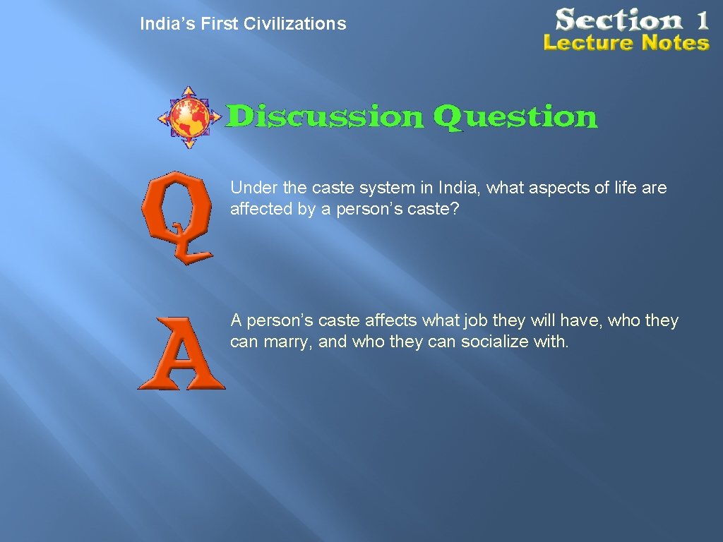 India’s First Civilizations Under the caste system in India, what aspects of life are India’s First Civilizations Under the caste system in India, what aspects of life are