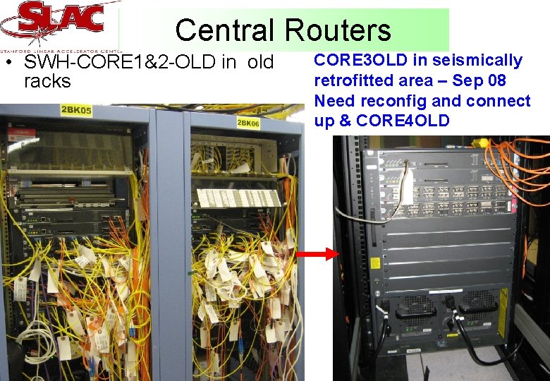 Central Routers • SWH-CORE 1&2 -OLD in old racks CORE 3 OLD in seismically