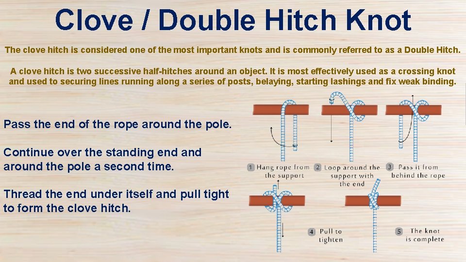 Clove / Double Hitch Knot The clove hitch is considered one of the most