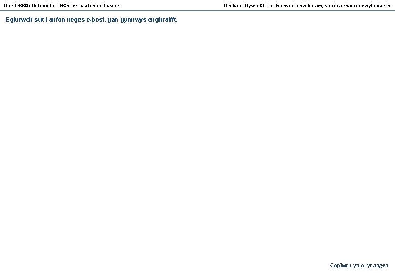 Uned R 002: Defnyddio TGCh i greu atebion busnes Deilliant Dysgu 01: Technegau i
