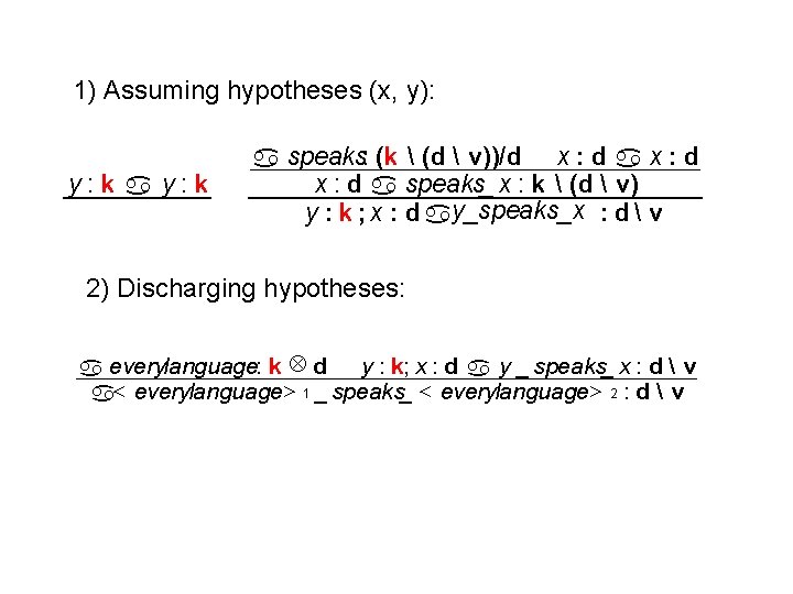 1) Assuming hypotheses (x, y): y: k a speaks: (k  (d  v))/d