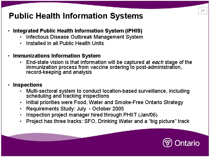 Public Health Information Systems • Integrated Public Health Information System (i. PHIS) • Infectious