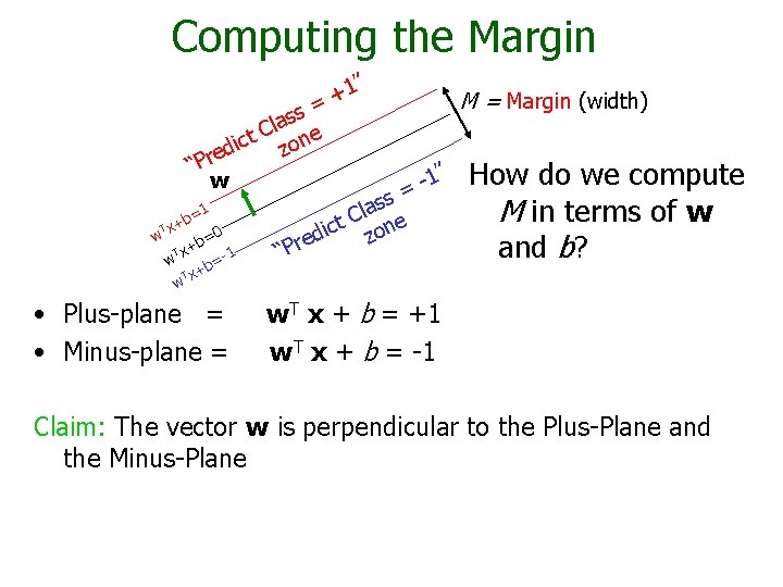 Computing the Margin 1” + = ss a l t C one c i