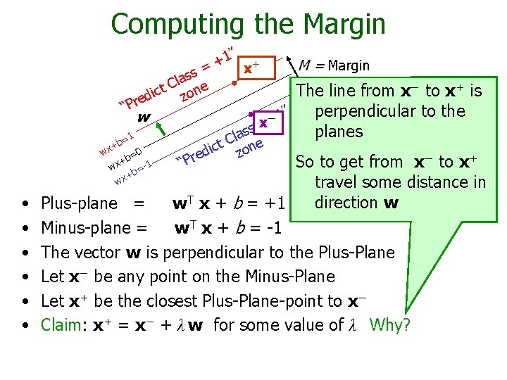 Computing the Margin 1” + + M = Margin x = s s la