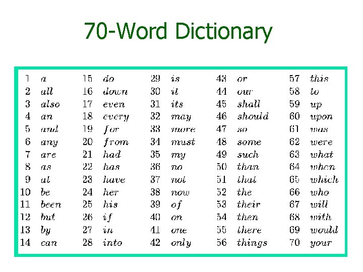 70 -Word Dictionary 