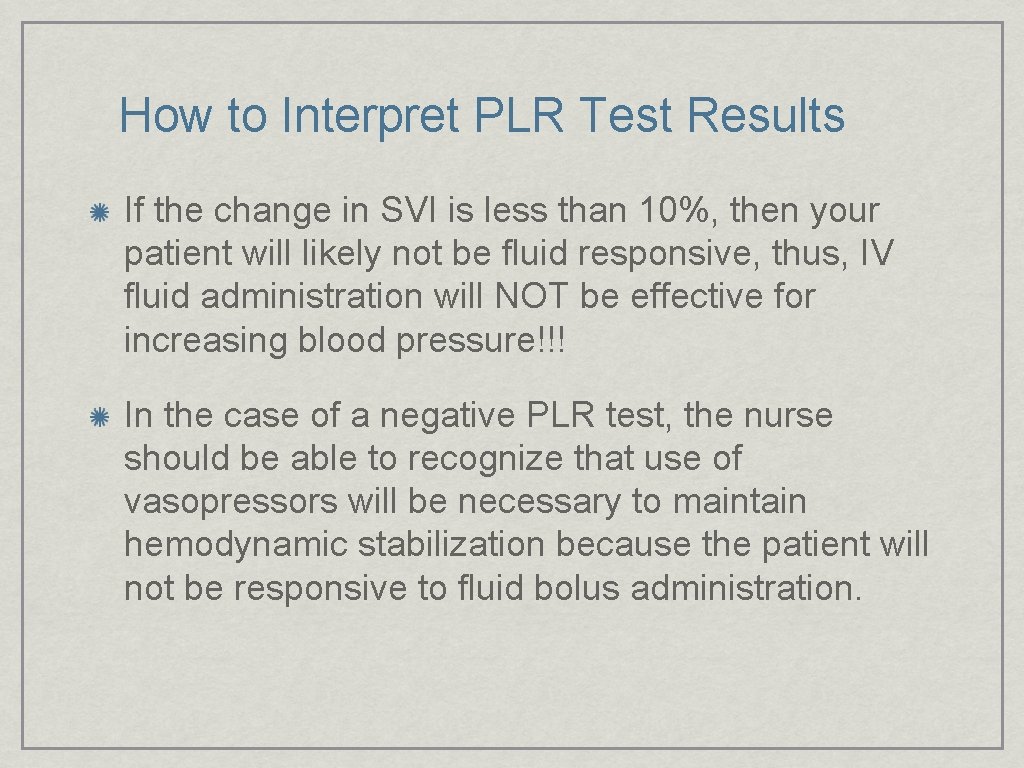 How to Interpret PLR Test Results If the change in SVI is less than