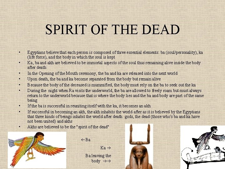 SPIRIT OF THE DEAD • • • Egyptians believe that each person is composed