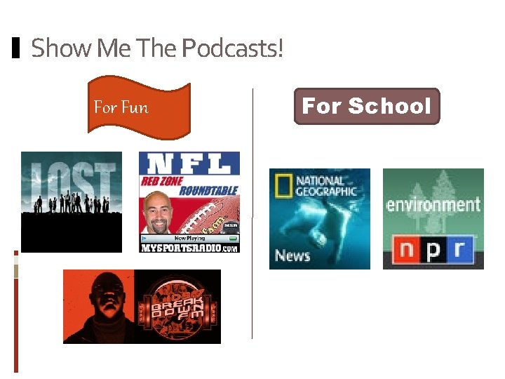 Show Me The Podcasts! For Fun For School 