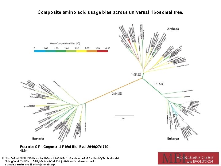 Composite amino acid usage bias across universal ribosomal tree. Fournier G P , Gogarten