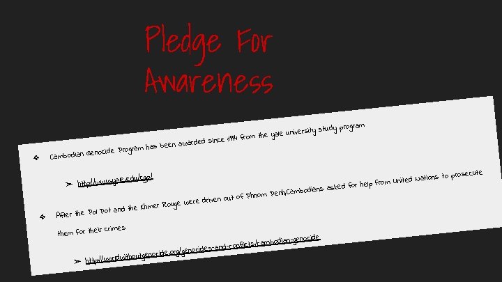 Pledge For Awareness ❖ program rsity study e iv n u le a y
