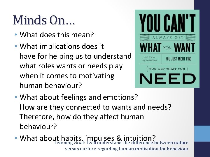 Minds On… • What does this mean? • What implications does it have for