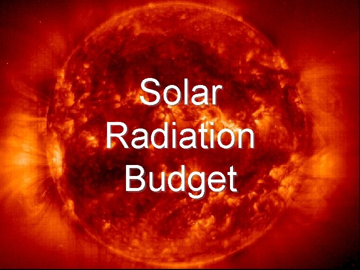 Solar Radiation Budget 