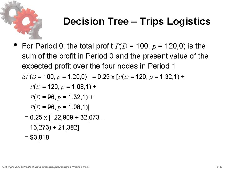 Decision Tree – Trips Logistics • For Period 0, the total profit P(D =