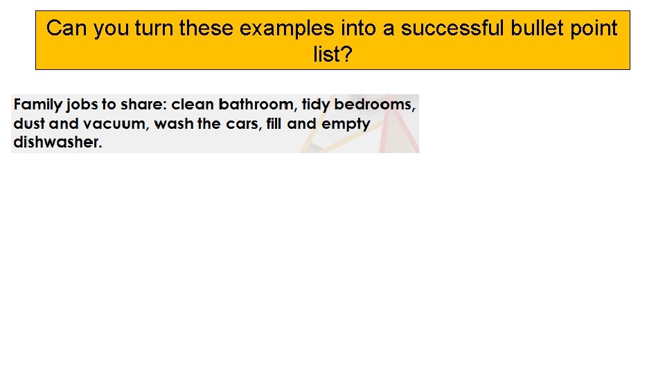 Can you turn these examples into a successful bullet point list? 