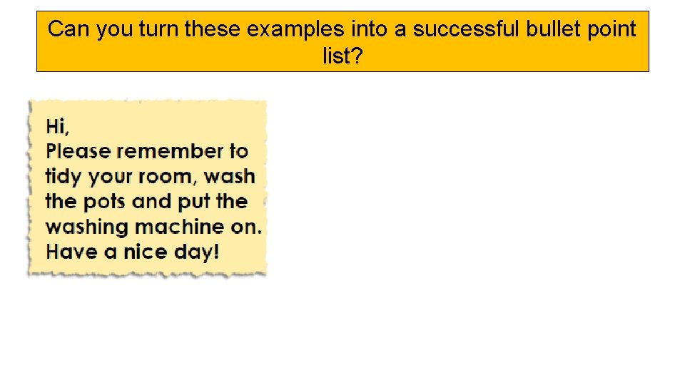 Can you turn these examples into a successful bullet point list? 