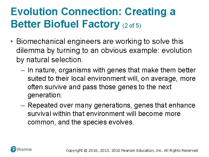 Evolution Connection: Creating a Better Biofuel Factory (2 of 5) • Biomechanical engineers are