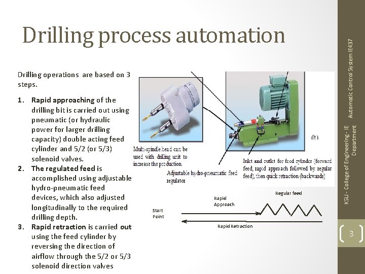 1. Rapid approaching of the drilling bit is carried out using pneumatic (or hydraulic