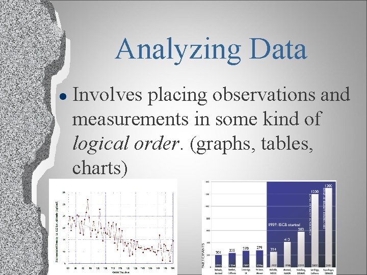 Analyzing Data l Involves placing observations and measurements in some kind of logical order.