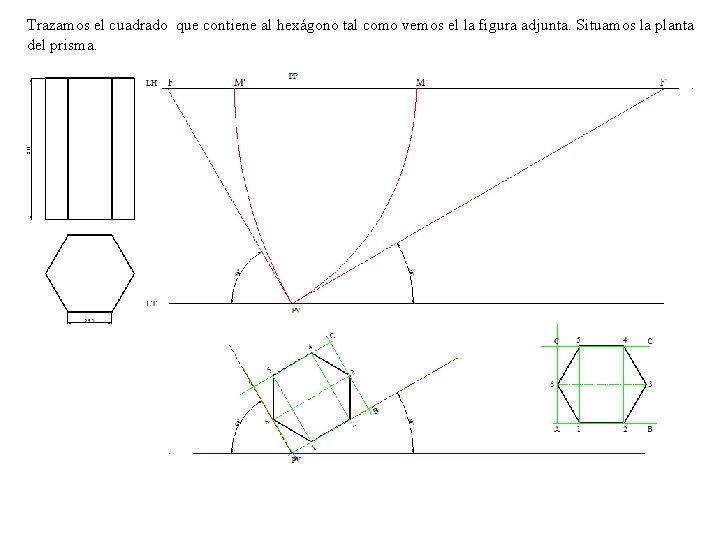 Trazamos el cuadrado que contiene al hexágono tal como vemos el la figura adjunta.
