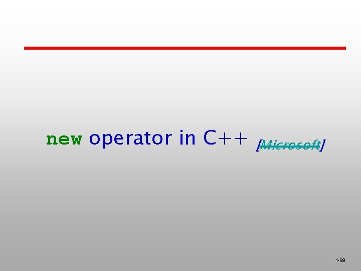 new operator in C++ [Microsoft] 1 -99 